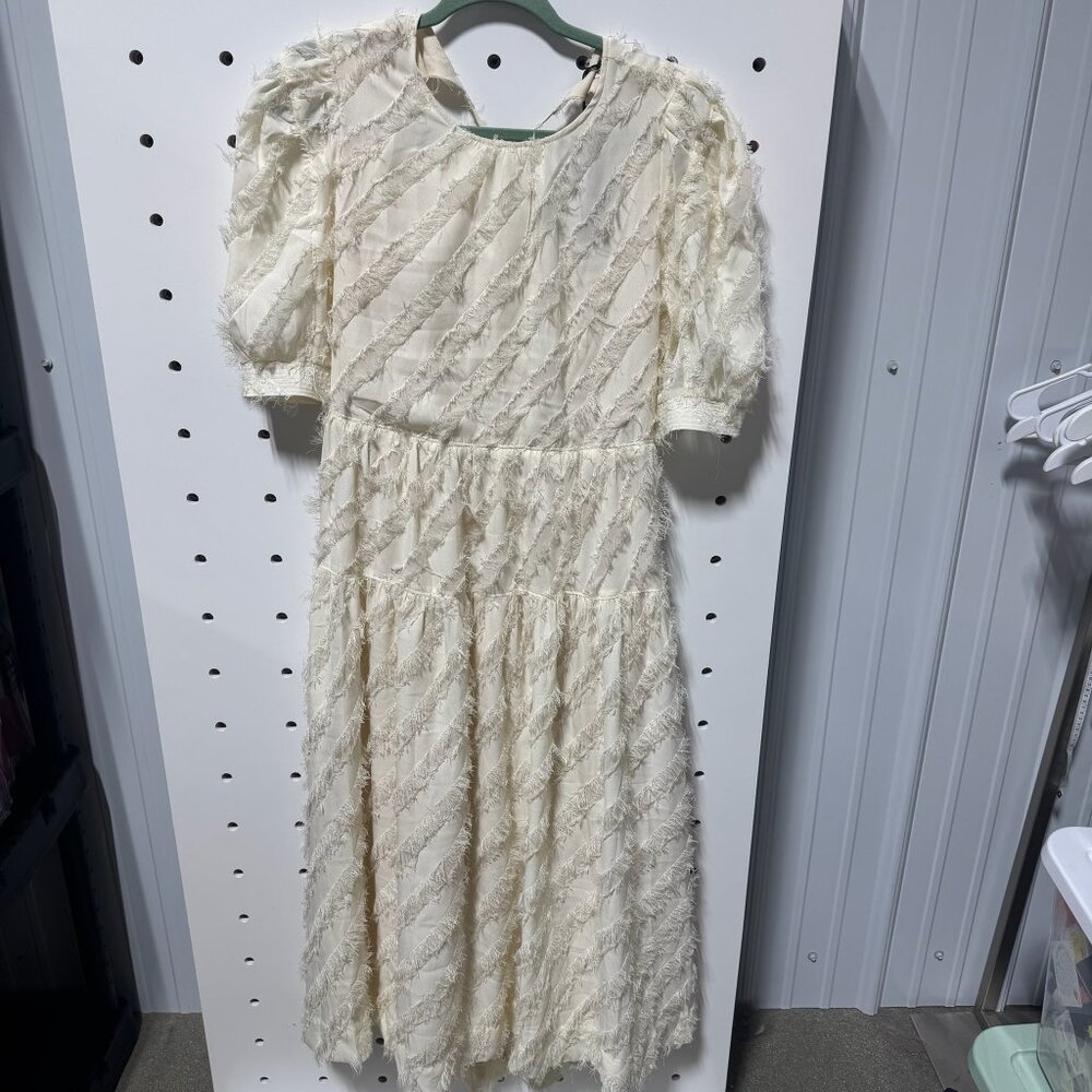 NWT En Saison Tan Dress With Frill Size Large